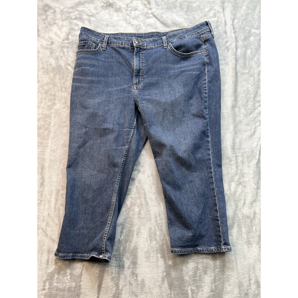 Lee Womens Plus Sz 20M Designer Blue Jeans Capris Shorts Beach Walking Mid Rise